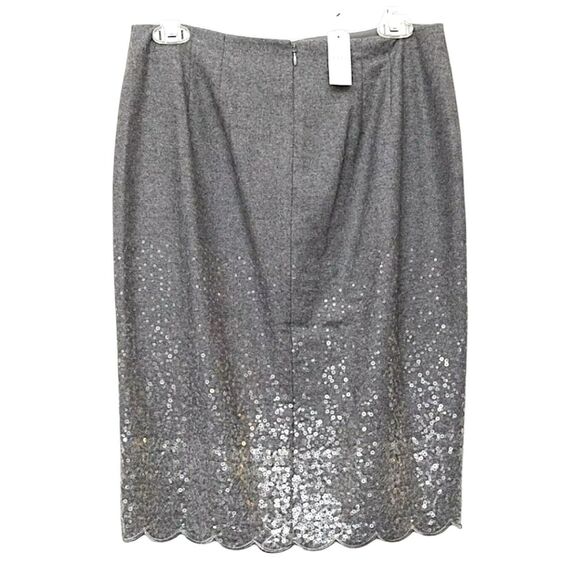 Talbots Wool Blend Sequined Pencil Skirt w/ Scallop Hem, Size 8, Gray/Silver NWT - Picture 5 of 8